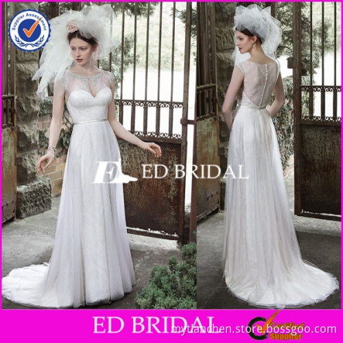 CE1125 Hot Selling A-Line Round Neck Tulle Wedding Dress Beach For Bridal